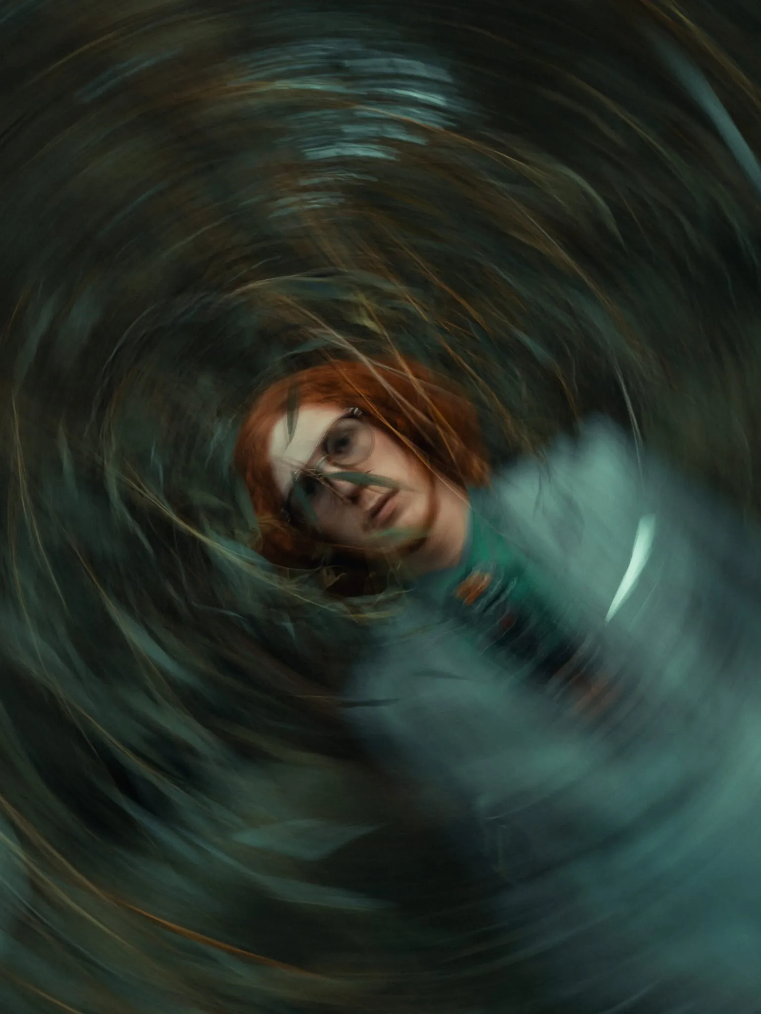 Portrait swept into a swirling motion blur